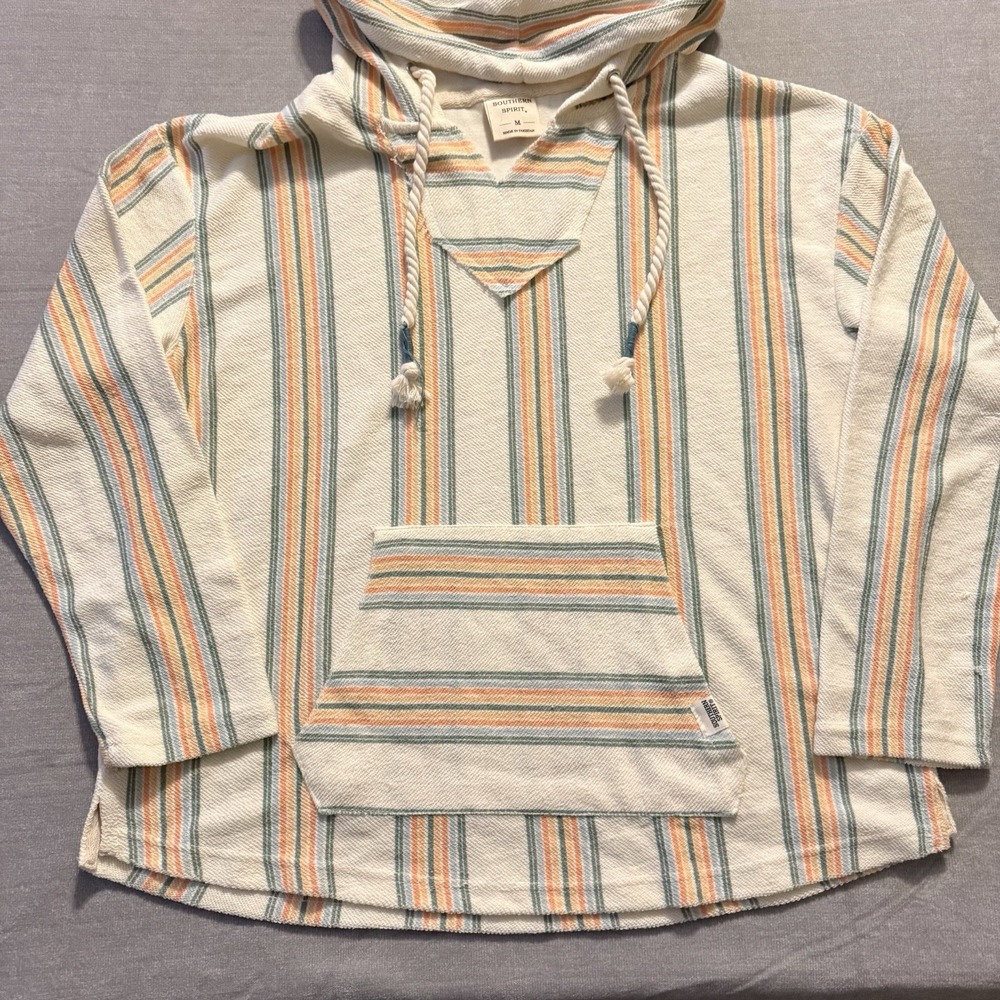 Southern Spirit Baja Hoodie Mexican Blanket Drug Rug Surf Striped Mens M